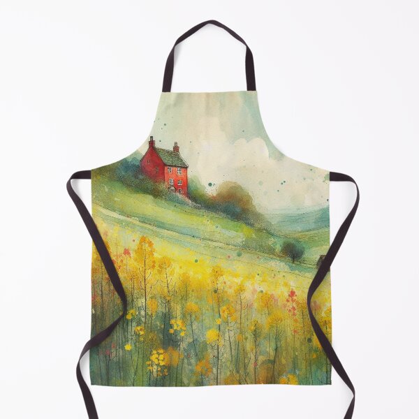 Item preview, Whimsical illustration of Red House amidst Rapeseed Flowers designed and sold by Beyondnote-Art.