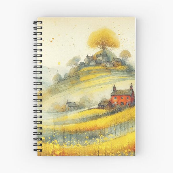 Item preview, Whimsical illustration of Red House amidst Rapeseed Flowers designed and sold by Beyondnote-Art.