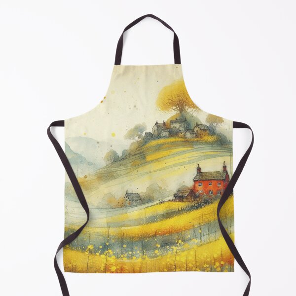 Item preview, Whimsical illustration of Red House amidst Rapeseed Flowers designed and sold by Beyondnote-Art.