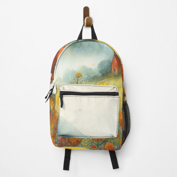 Item preview, Whimsical illustration of Red House amidst Rapeseed Flowers designed and sold by Beyondnote-Art.