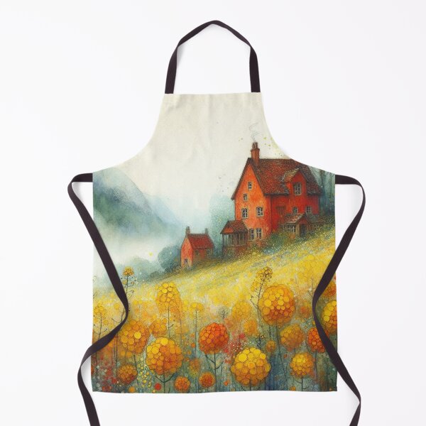 Item preview, Whimsical illustration of Red House amidst Rapeseed Flowers designed and sold by Beyondnote-Art.