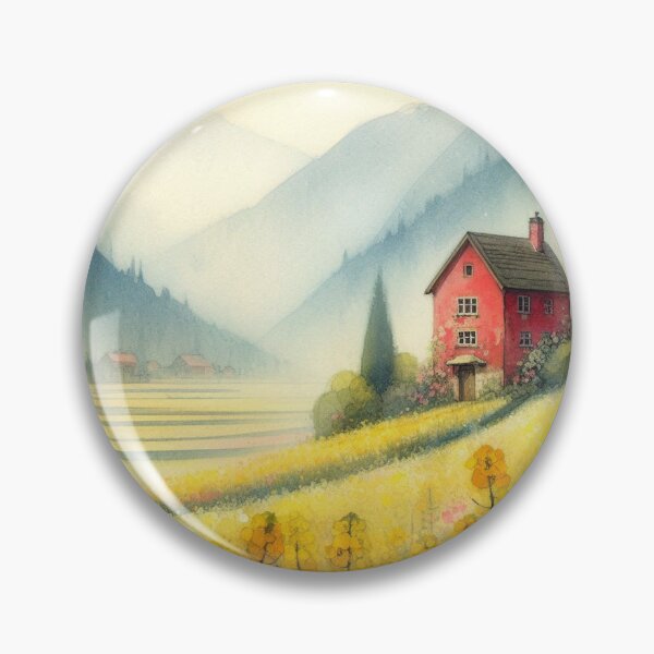 Item preview, Whimsical illustration of Red House amidst Rapeseed Flowers designed and sold by Beyondnote-Art.