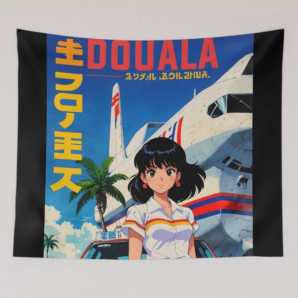 Item preview, Douala Cameroon Africa Retro Anime Girl 80s Vintage Travel designed and sold by Retro-Anime9.
