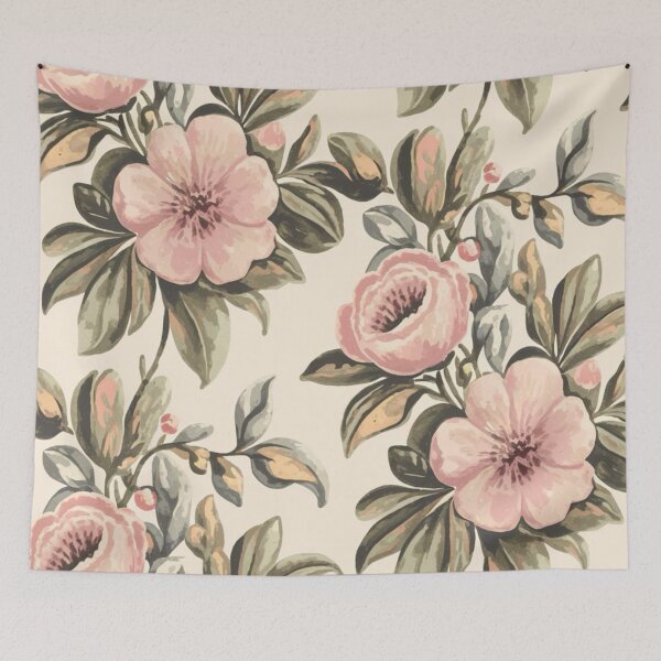 Item preview, Vintage Pink Roses on Beige Botanical Design Pattern #1212 designed and sold by CARRAANN.