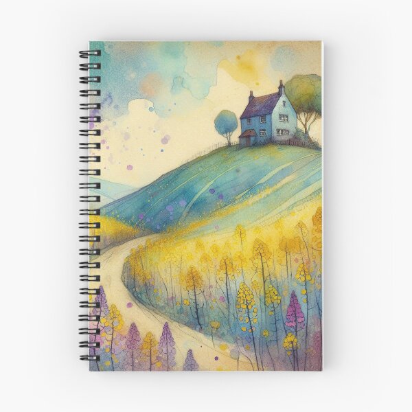 Item preview, Whimsical illustration of Purple House amidst Rapeseed Flowers designed and sold by Beyondnote-Art.