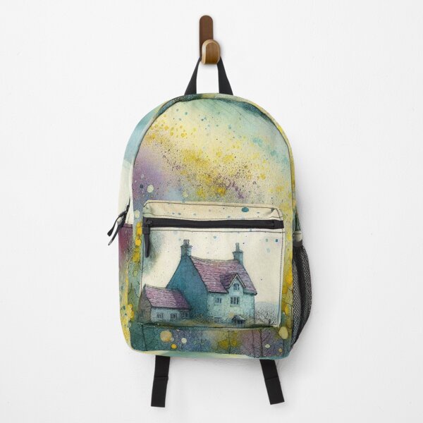 Item preview, Whimsical illustration of Purple House amidst Rapeseed Flowers designed and sold by Beyondnote-Art.