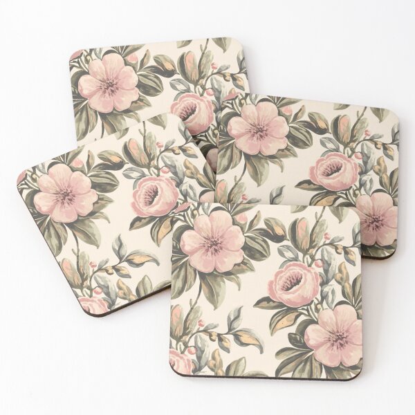 Item preview, Vintage Pink Roses on Beige Botanical Design Pattern #1212 designed and sold by CARRAANN.