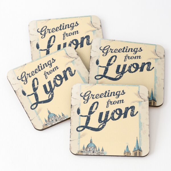 Item preview, Greetings from Lyon France Vintage Travel Retro Postcard Design designed and sold by TravelPostcardGems.