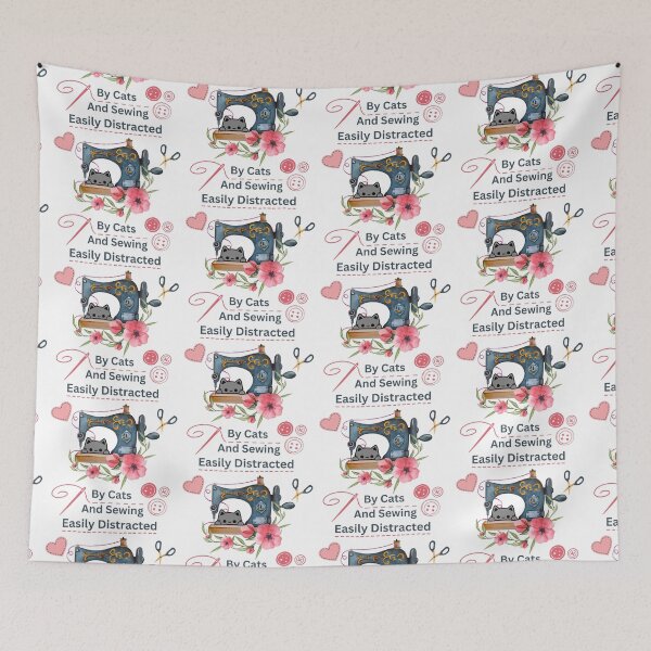 Item preview, Easily Distracted By Cats And Sewing - A Cat Sewing designed and sold by Wiss2Arts.