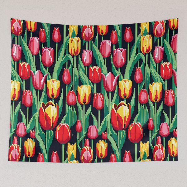 Item preview, Pixelated tulips pattern design  designed and sold by Domo-Design.