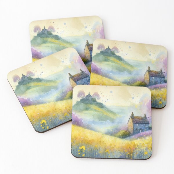 Item preview, Whimsical illustration of Purple House amidst Rapeseed Flowers designed and sold by Beyondnote-Art.