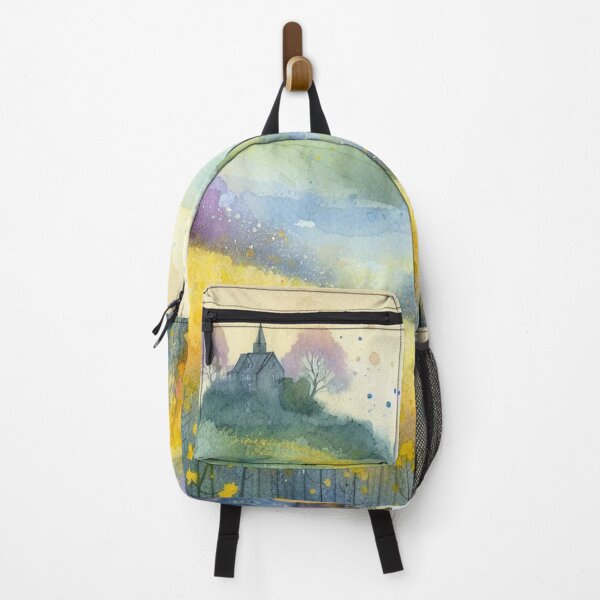 Item preview, Whimsical illustration of Purple House amidst Rapeseed Flowers designed and sold by Beyondnote-Art.
