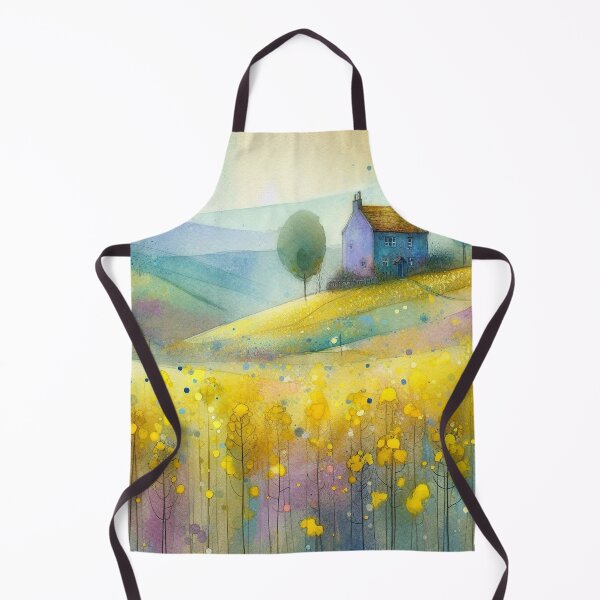 Item preview, Whimsical illustration of Purple House amidst Rapeseed Flowers designed and sold by Beyondnote-Art.