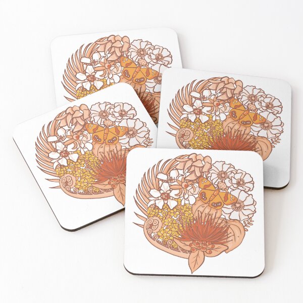 Item preview, Native NZ flora and fauna in orange style designed and sold by Creativbubble.
