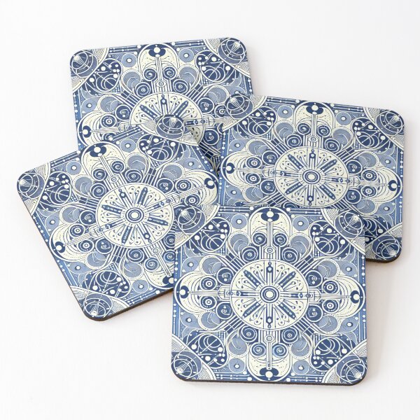 Aperçu de l'œuvre Motif symétrique indigo et blanc créée et vendue par Dream Bloom Gallery.