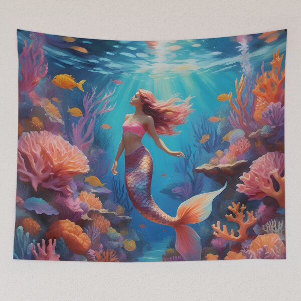 Item preview, Mermaid in an Underwater Coral Garden designed and sold by ACuriousshoppe.