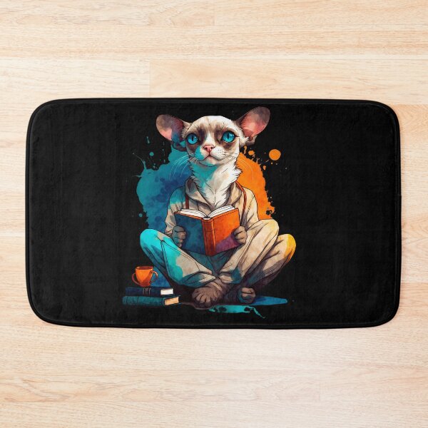 Item preview, Siamese cat reading books designed and sold by Furrifico.