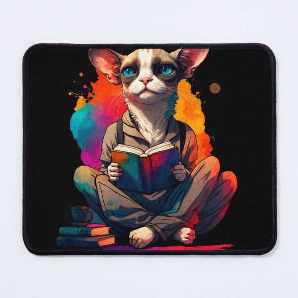 Item preview, Siamese cat reading books designed and sold by Furrifico.