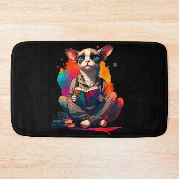 Item preview, Siamese cat reading books designed and sold by Furrifico.