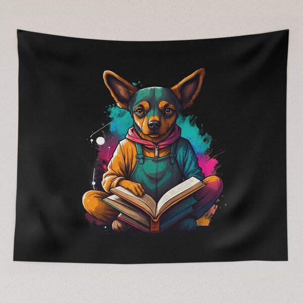 Item preview, German Sheppard dog reading books designed and sold by Furrifico.
