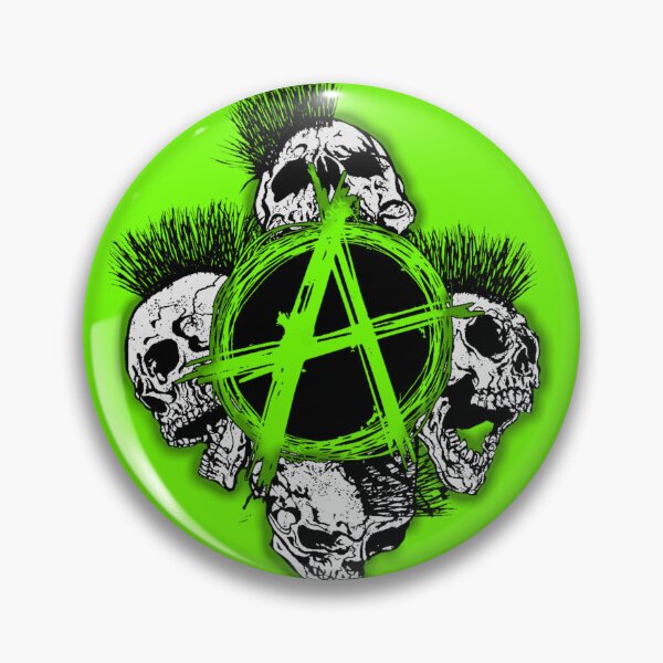 Item preview, Green Anarchy Skull with Mohawk - Print designed and sold by Earth Nature Creations.