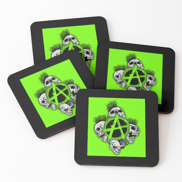 Item preview, Green Anarchy Skull with Mohawk - Print designed and sold by Earth Nature Creations.