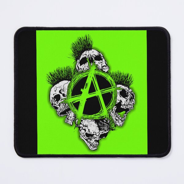Item preview, Green Anarchy Skull with Mohawk - Print designed and sold by Earth Nature Creations.