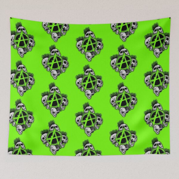 Item preview, Green Anarchy Skull with Mohawk - Print designed and sold by Earth Nature Creations.