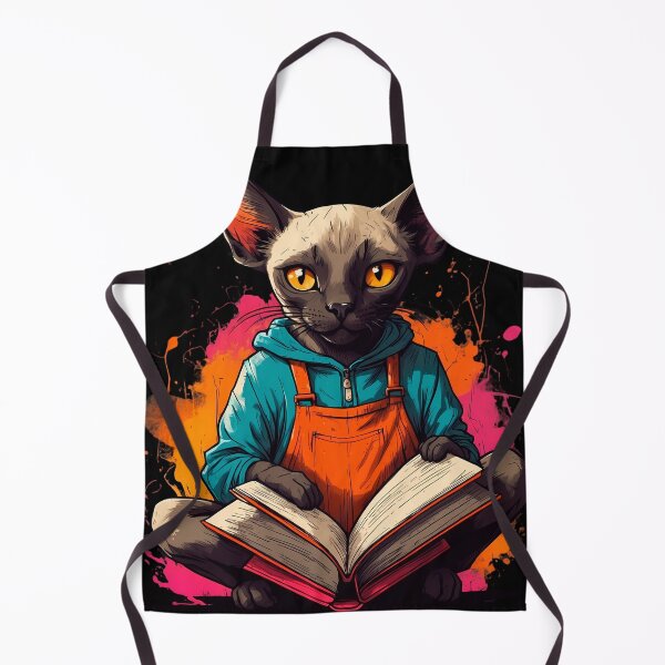 Item preview, Siamese cat reading books designed and sold by Furrifico.