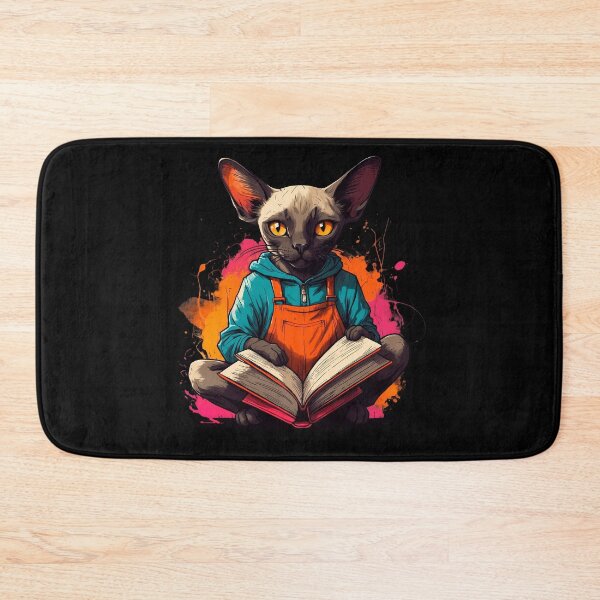 Item preview, Siamese cat reading books designed and sold by Furrifico.