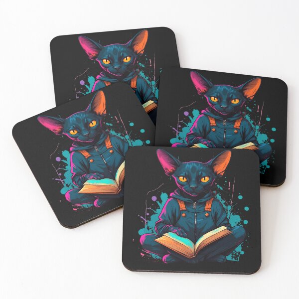 Item preview, Bombay cat reading books designed and sold by Furrifico.