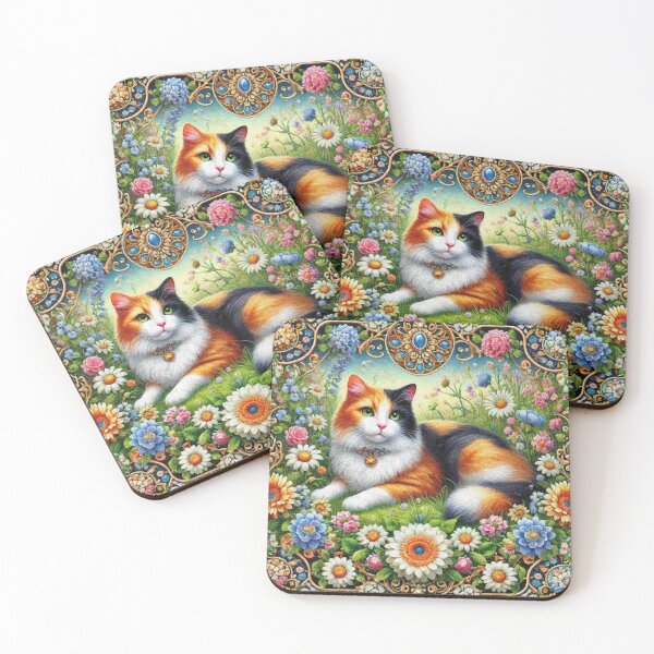 Item preview, Calico Cat in Beautiful Floral Zen Flower Garden designed and sold by Illuministique.