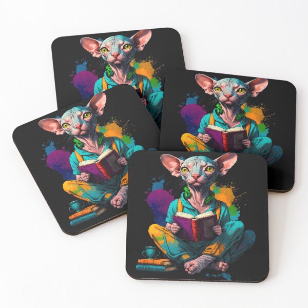Item preview, Sphynx cat reading books designed and sold by Furrifico.