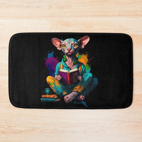 Item preview, Sphynx cat reading books designed and sold by Furrifico.