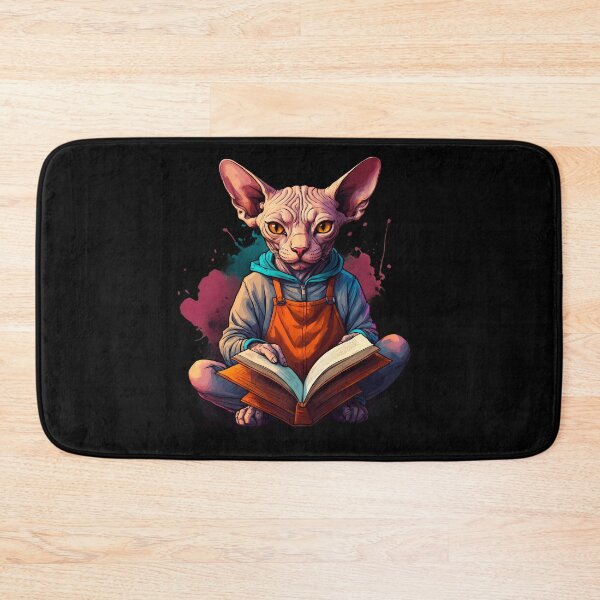 Item preview, Sphynx cat reading books designed and sold by Furrifico.