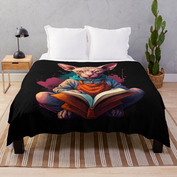 Item preview, Sphynx cat reading books designed and sold by Furrifico.