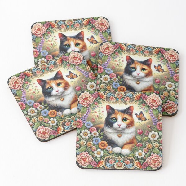 Item preview, Calico Cat in Beautiful Floral Zen Flower Garden designed and sold by Illuministique.