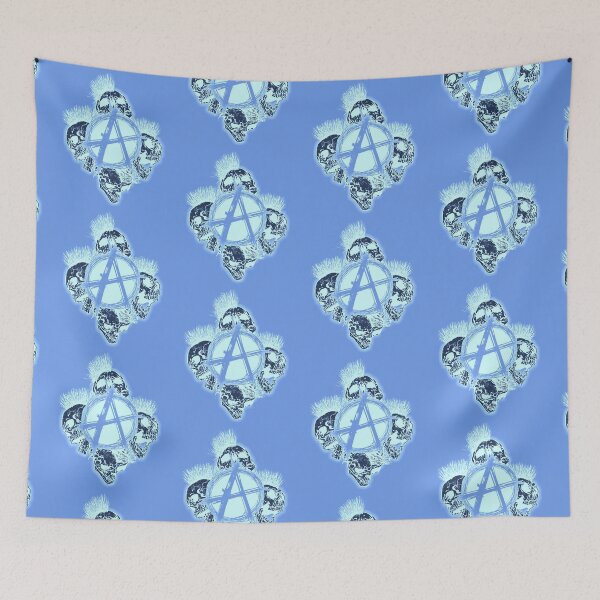 Item preview, Blue Anarchy Skull with Mohawk - Print designed and sold by Earth Nature Creations.