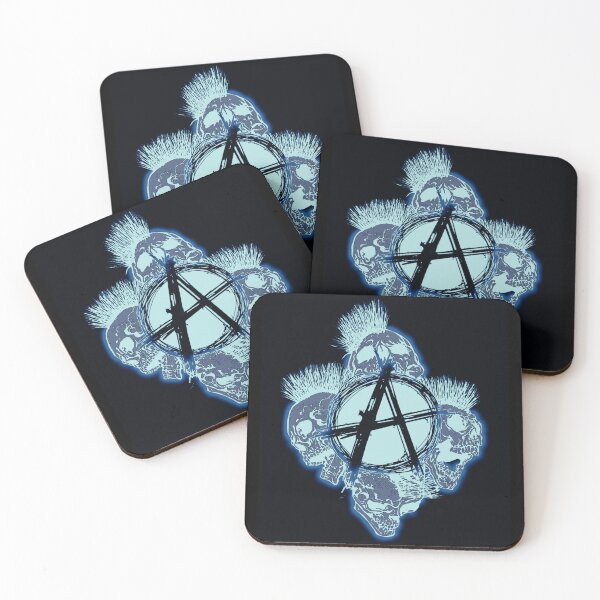 Item preview, Blue Anarchy Skull with Mohawk - Print designed and sold by Earth Nature Creations.