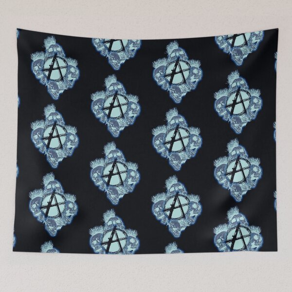 Item preview, Blue Anarchy Skull with Mohawk - Print designed and sold by Earth Nature Creations.