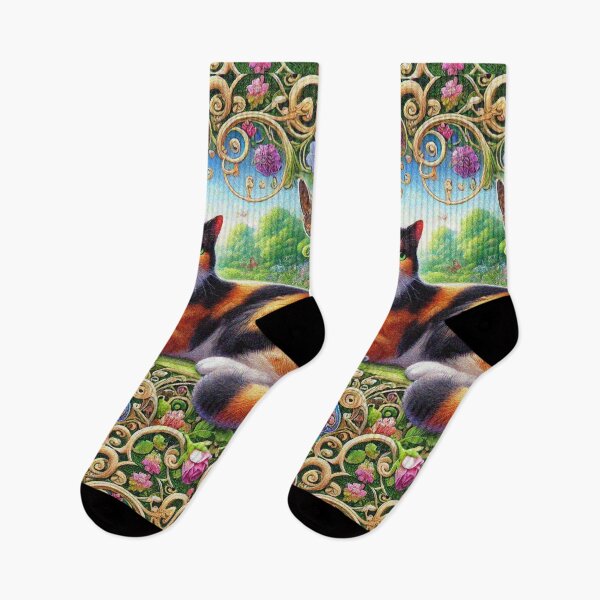 Item preview, Calico Cat in Beautiful Floral Zen Flower Garden designed and sold by Illuministique.