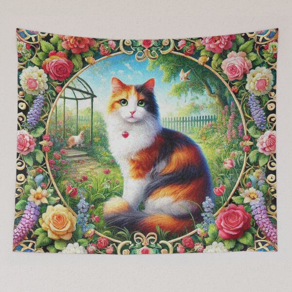 Item preview, Calico Cat in Beautiful Floral Zen Flower Garden designed and sold by Illuministique.