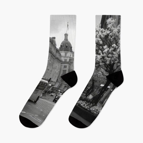 Item preview, Black and White Urban Scene: Elegant City Street View designed and sold by CSturgill2.