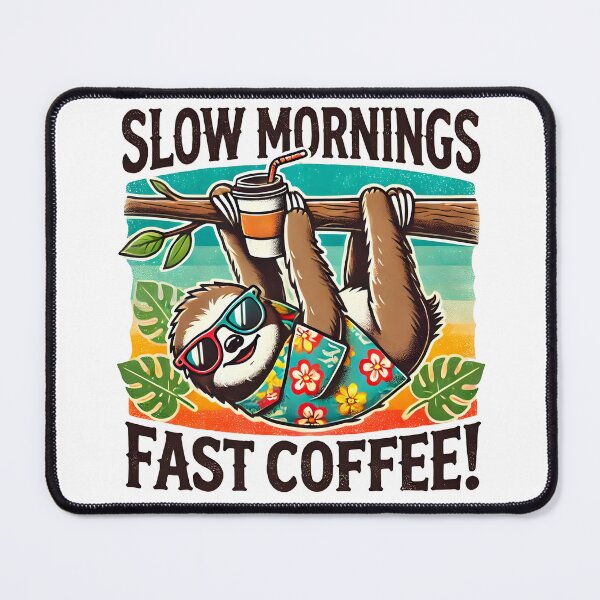 Item preview, Slow Mornings, Fast Coffee Sloth designed and sold by shrolts.
