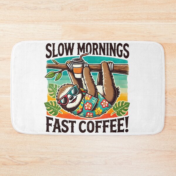 Item preview, Slow Mornings, Fast Coffee Sloth designed and sold by shrolts.