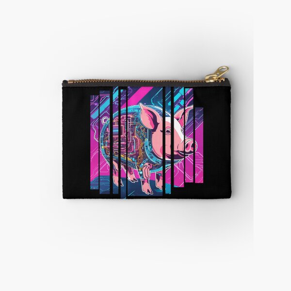 Item preview, Modified pig, half android, Neon, blue and pink colors, designed and sold by DONandEK.
