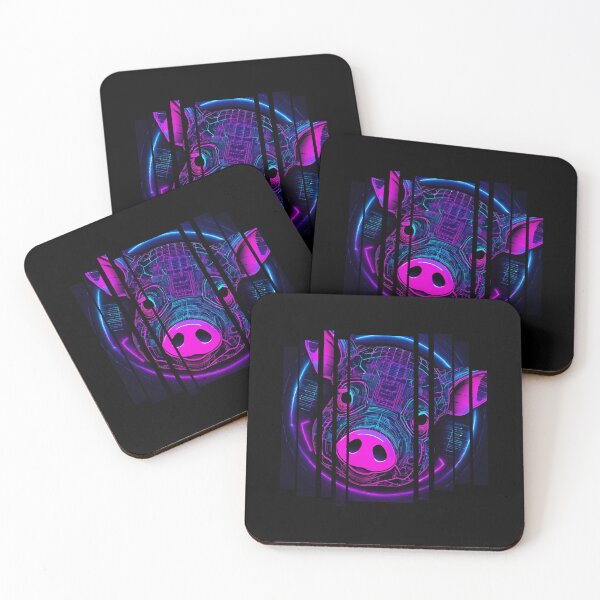 Item preview, Modified pig, half android, Neon, blue and pink colors, designed and sold by DONandEK.