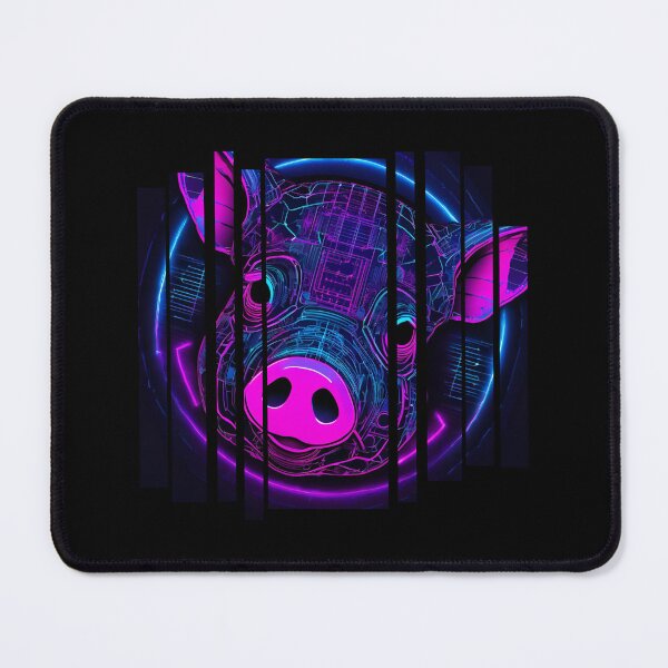 Item preview, Modified pig, half android, Neon, blue and pink colors, designed and sold by DONandEK.