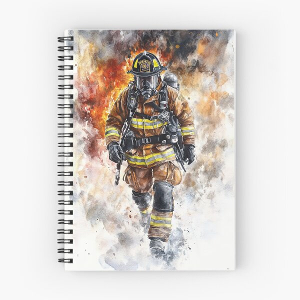 Item preview, Watercolor firefighter portrait in full combat uniform designed and sold by Piotrek0001.