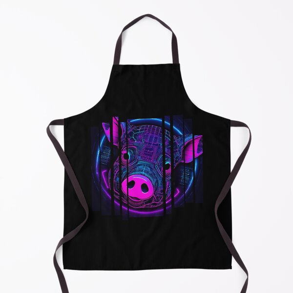 Item preview, Modified pig, half android, Neon, blue and pink colors, designed and sold by DONandEK.